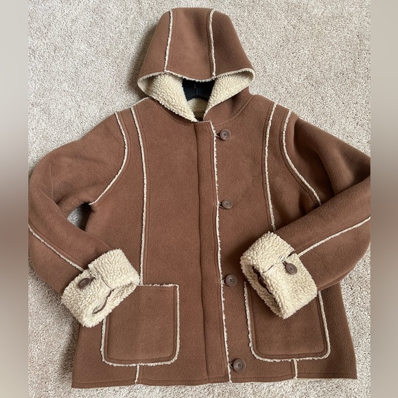 Old Navy Jackets & Blazers - Like new Old Navy faux sheering jacket, hooded sz XL brown